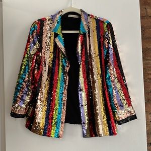 Alice & Olivia rainbow sequin shirt